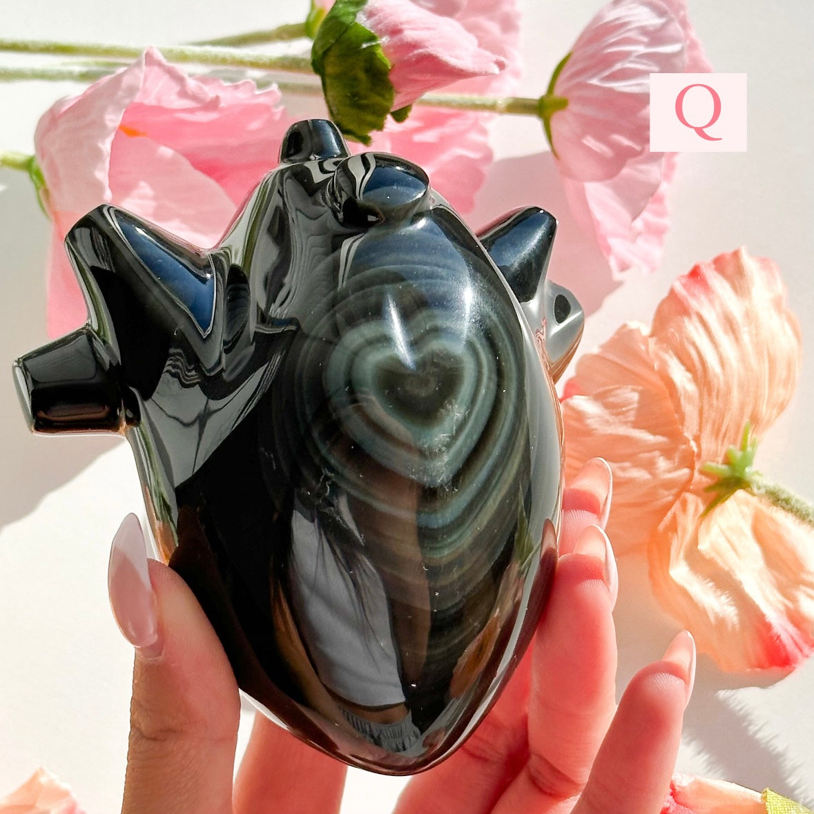 Rainbow Obsidian Heart - LARGE