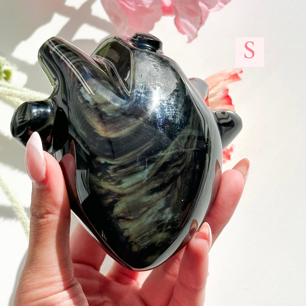 Rainbow Obsidian Heart - LARGE