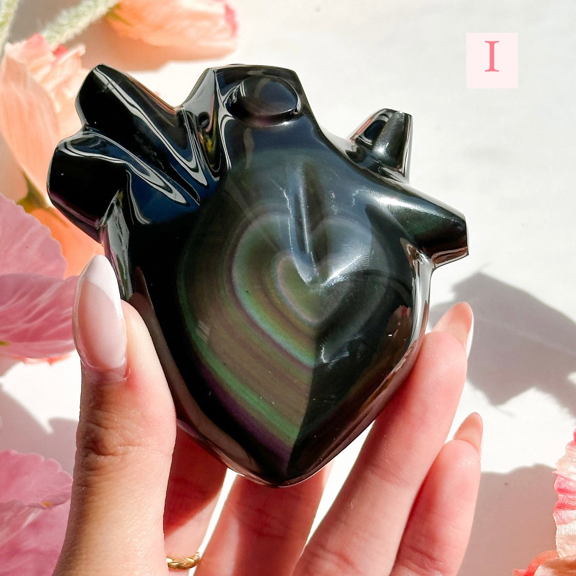 Rainbow Obsidian Heart - LARGE