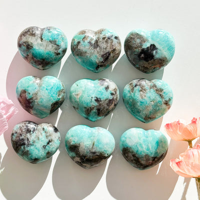 Amazonite with Smokey Quartz Heart - with Caves / Holes