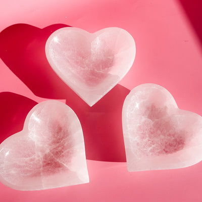 Satin Spar Selenite Heart Bowl