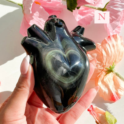 Rainbow Obsidian Heart - LARGE