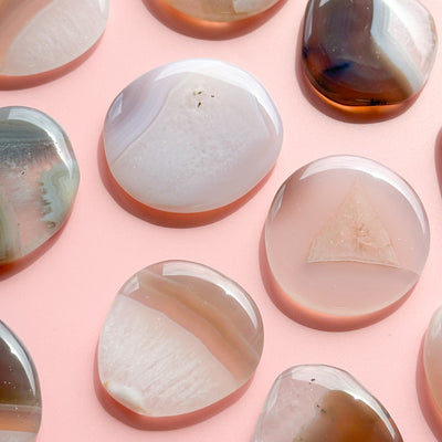 Agate with Quartz Flat Stone