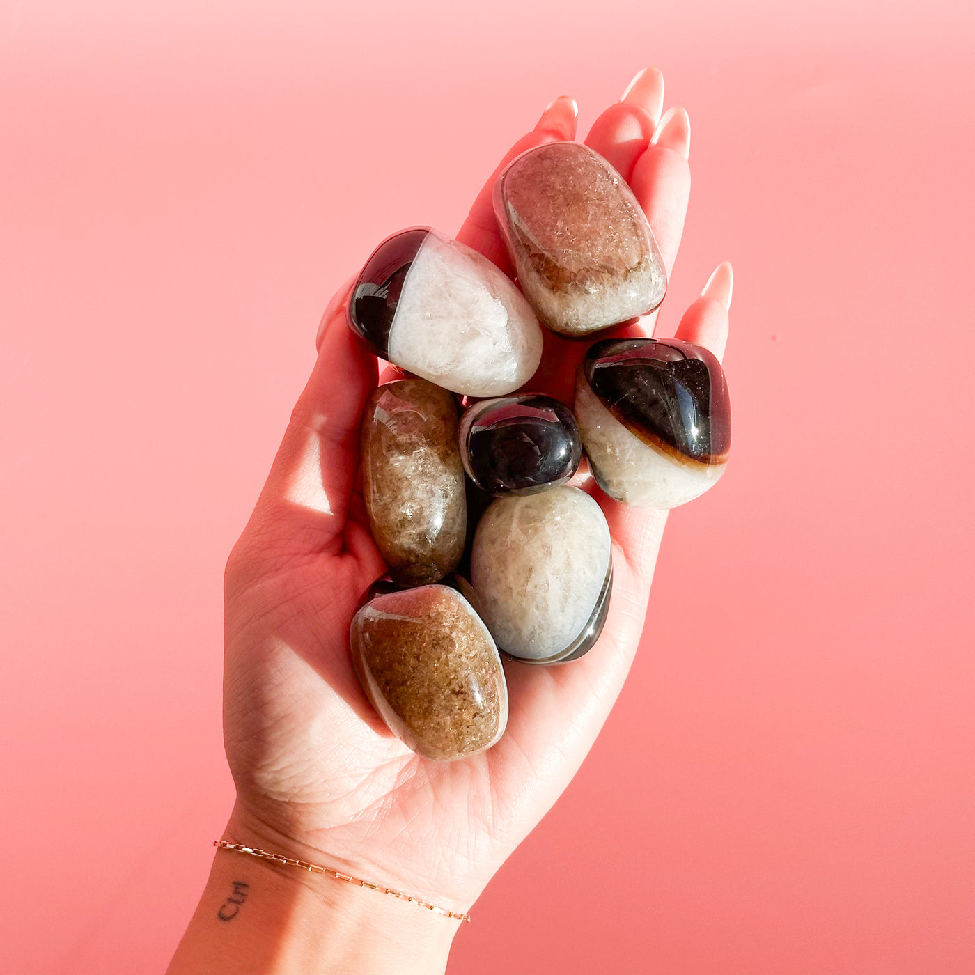 Black Agate with Quartz Tumbe