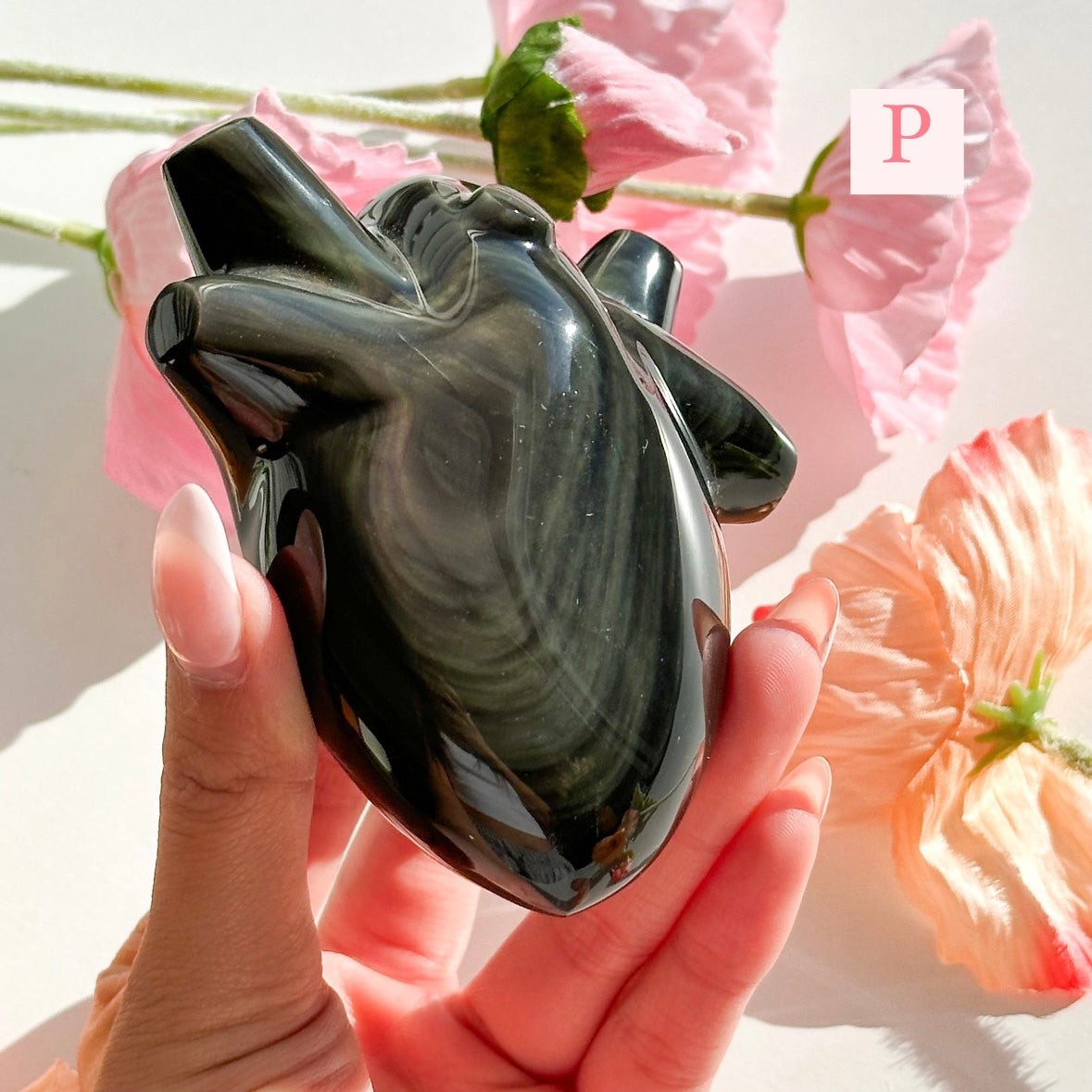 Rainbow Obsidian Heart - LARGE