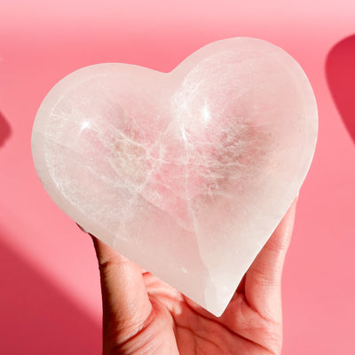 Satin Spar Selenite Heart Bowl