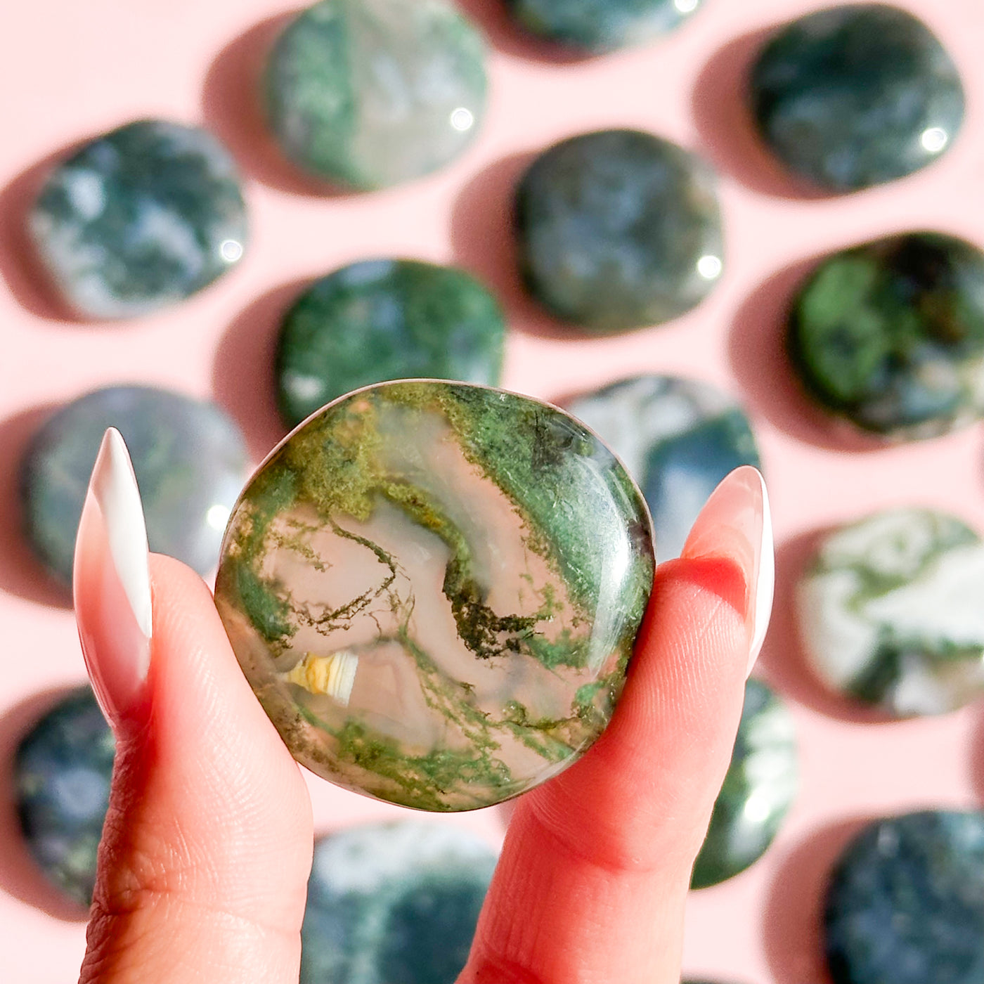 Moss Agate Mini Flat Tumble