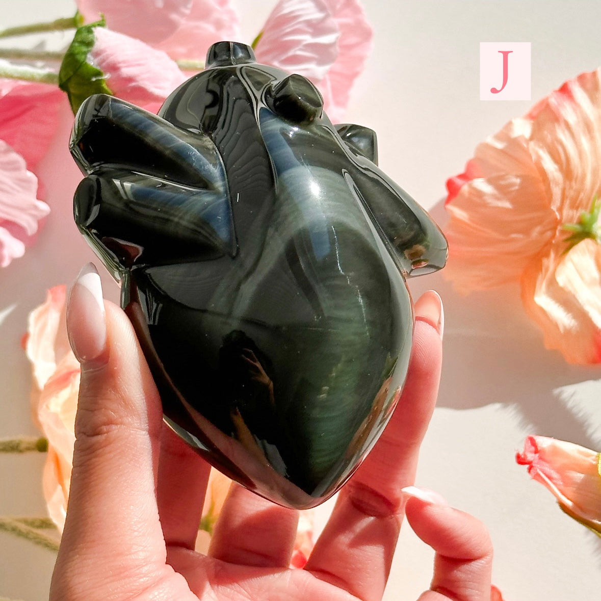 Rainbow Obsidian Heart - LARGE