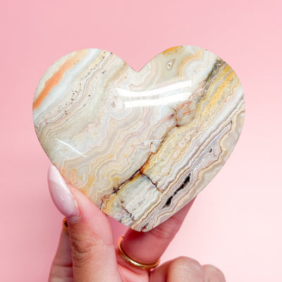 Pink Crazy Lace Agate Heart