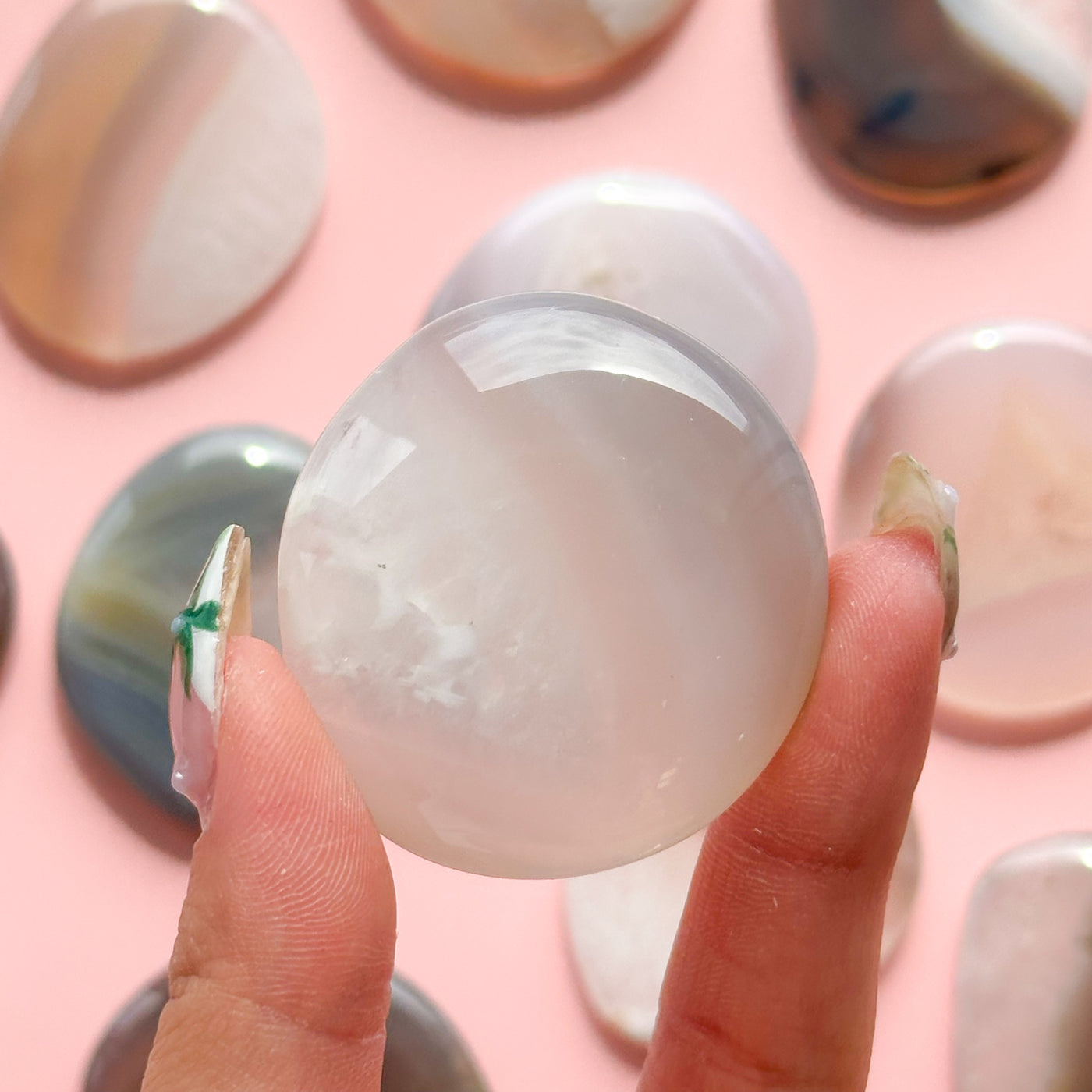 Agate with Quartz Flat Stone