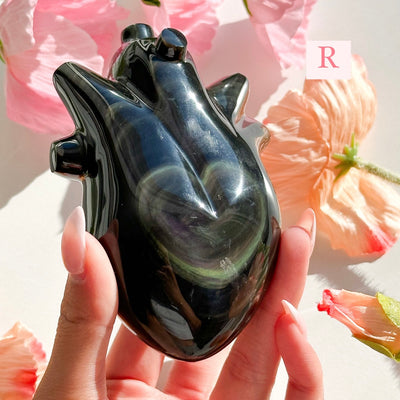 Rainbow Obsidian Heart - LARGE