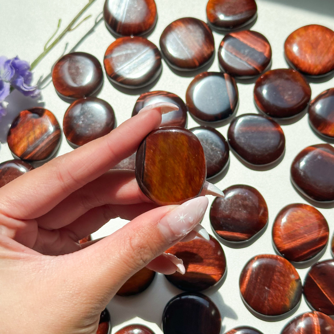 Red Tiger Eye Flat Stone - MINI