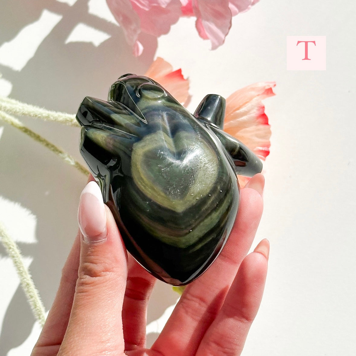 Rainbow Obsidian Heart - LARGE