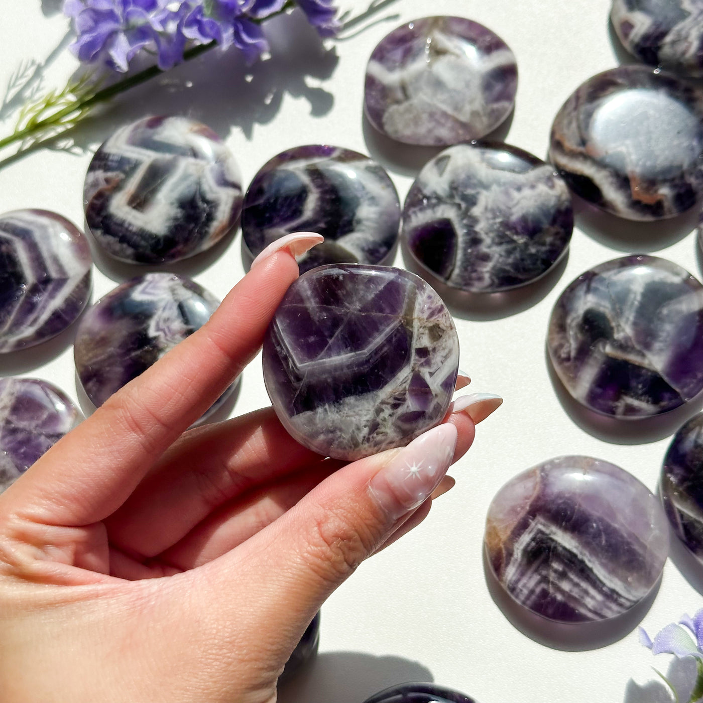 Chevron Amethyst Flat Stone