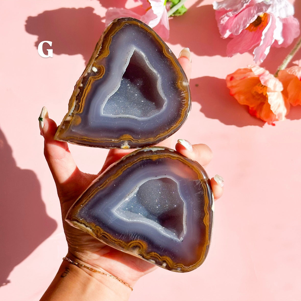 Agate Geode Pair
