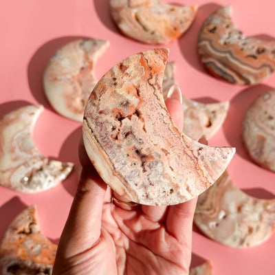 Pink Crazy Lace Agate Moon