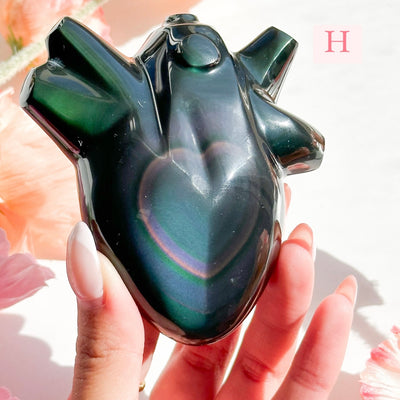 Rainbow Obsidian Heart - LARGE