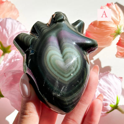 Rainbow Obsidian Heart - LARGE