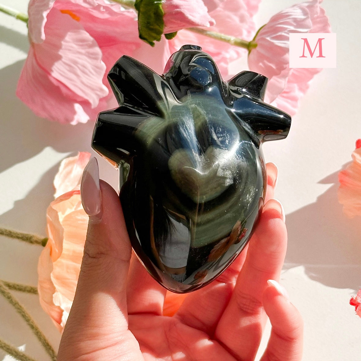 Rainbow Obsidian Heart - LARGE