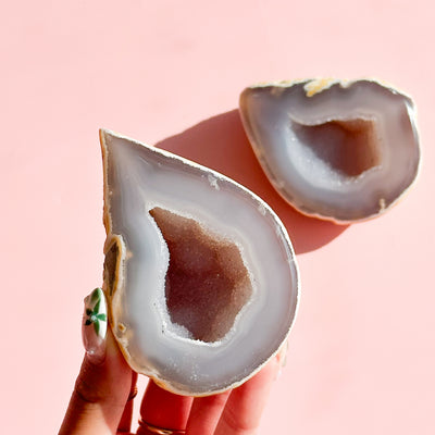 Agate Geode Pair