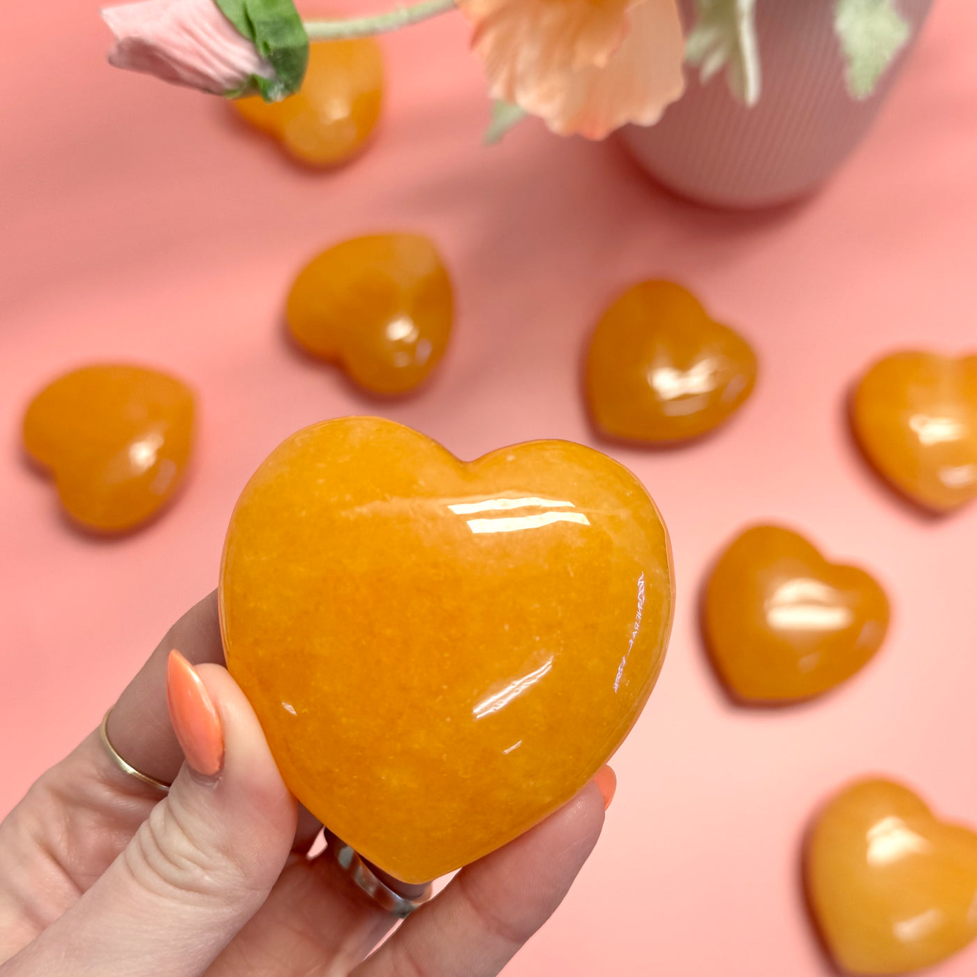 Orange Calcite Heart