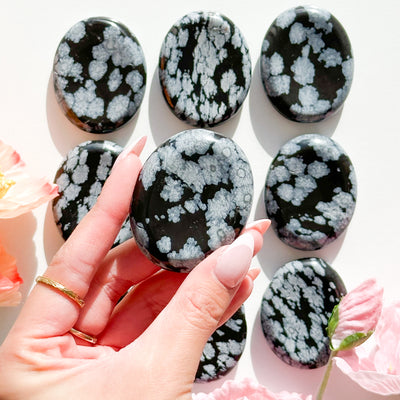 Snowflake Obsidian Worry Stone