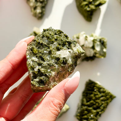 Epidote on Quartz Cluster