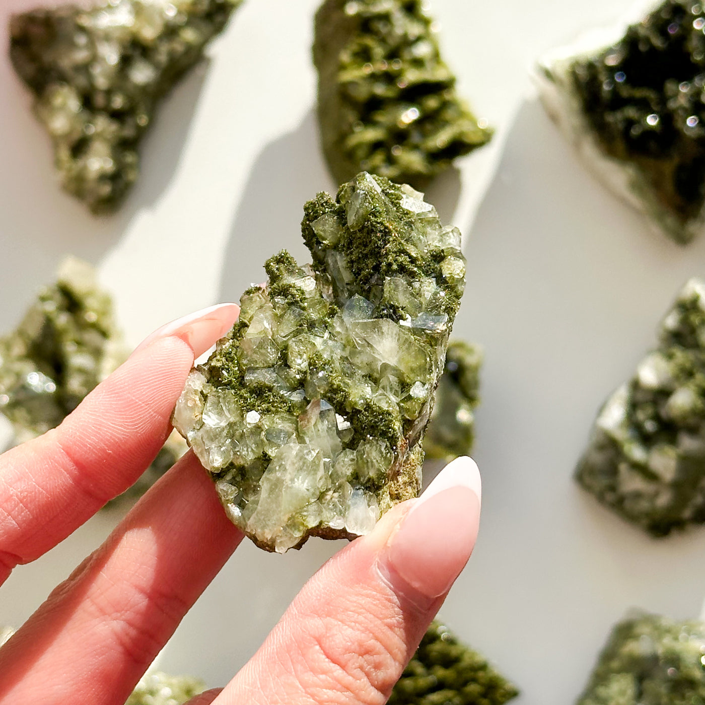 Epidote on Quartz Cluster