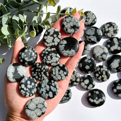 Snowflake Obsidian Flat Stone - MINI