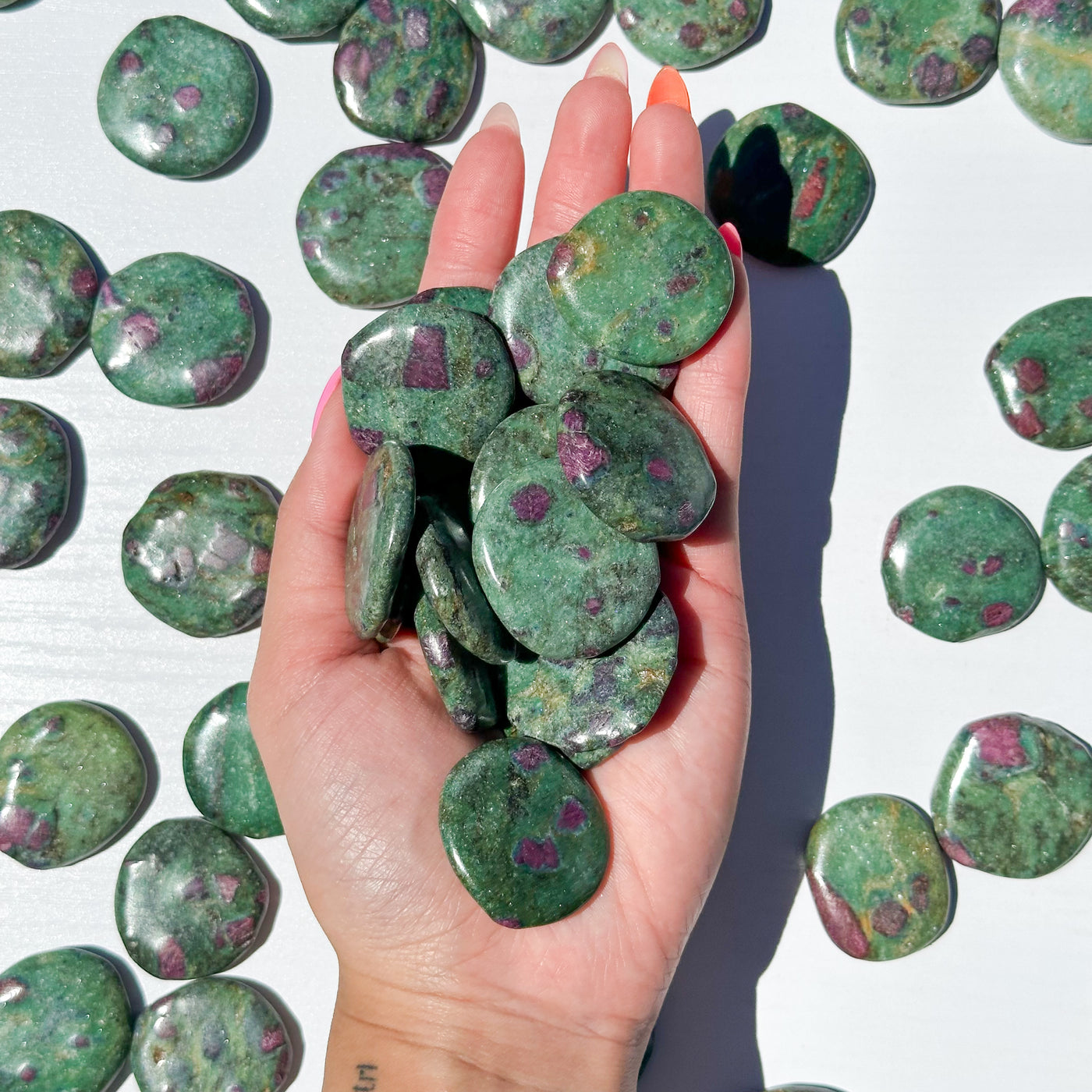 Ruby Fuchsite Flat Stone - MINI