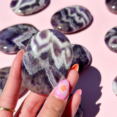 Chevron Amethyst Palmstone