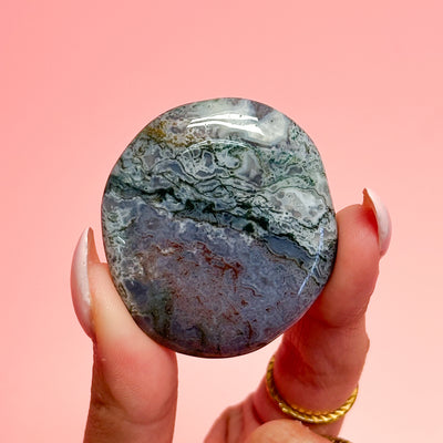 Moss Agate Flat Stone