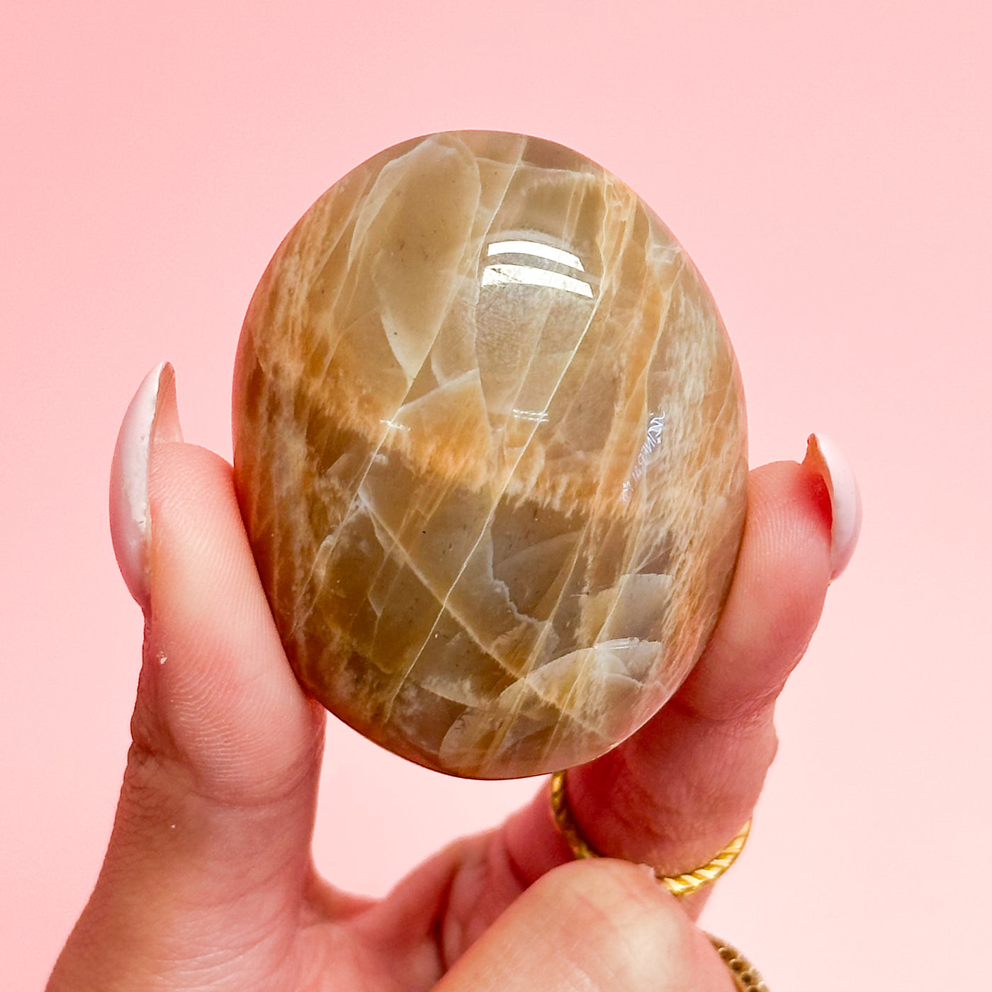 Peach Moonstone Pebble Palmstone