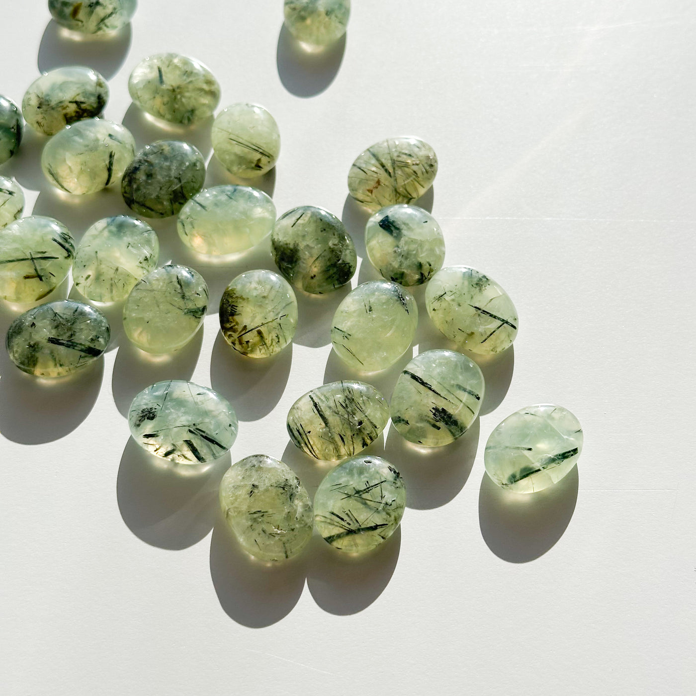 Prehnite with Epidote Mini Flat Tumble - With Caves